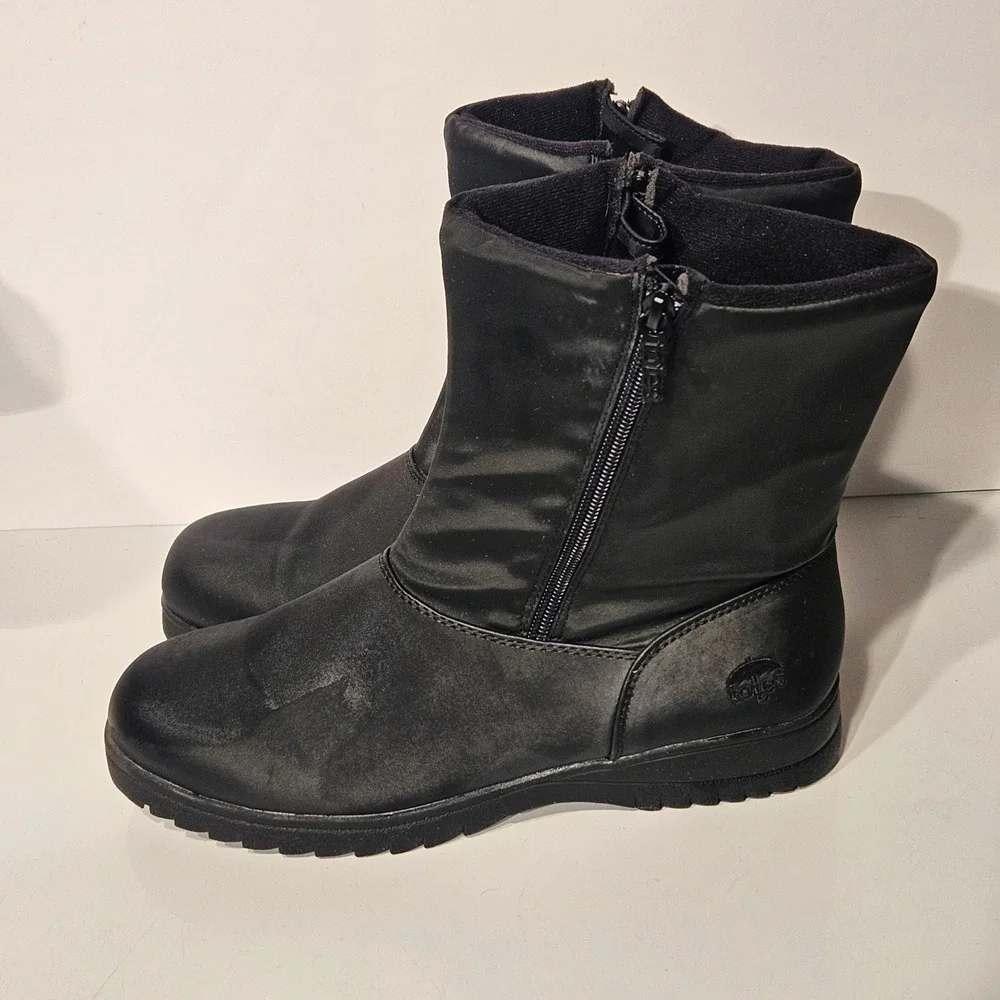 Totes Gina Winter Boots Women 10 Black Side Zip Mid Calf GinaBlack 21699